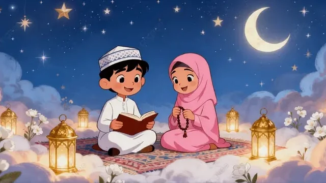 Ilustrasi anak muslim belajar doa harian